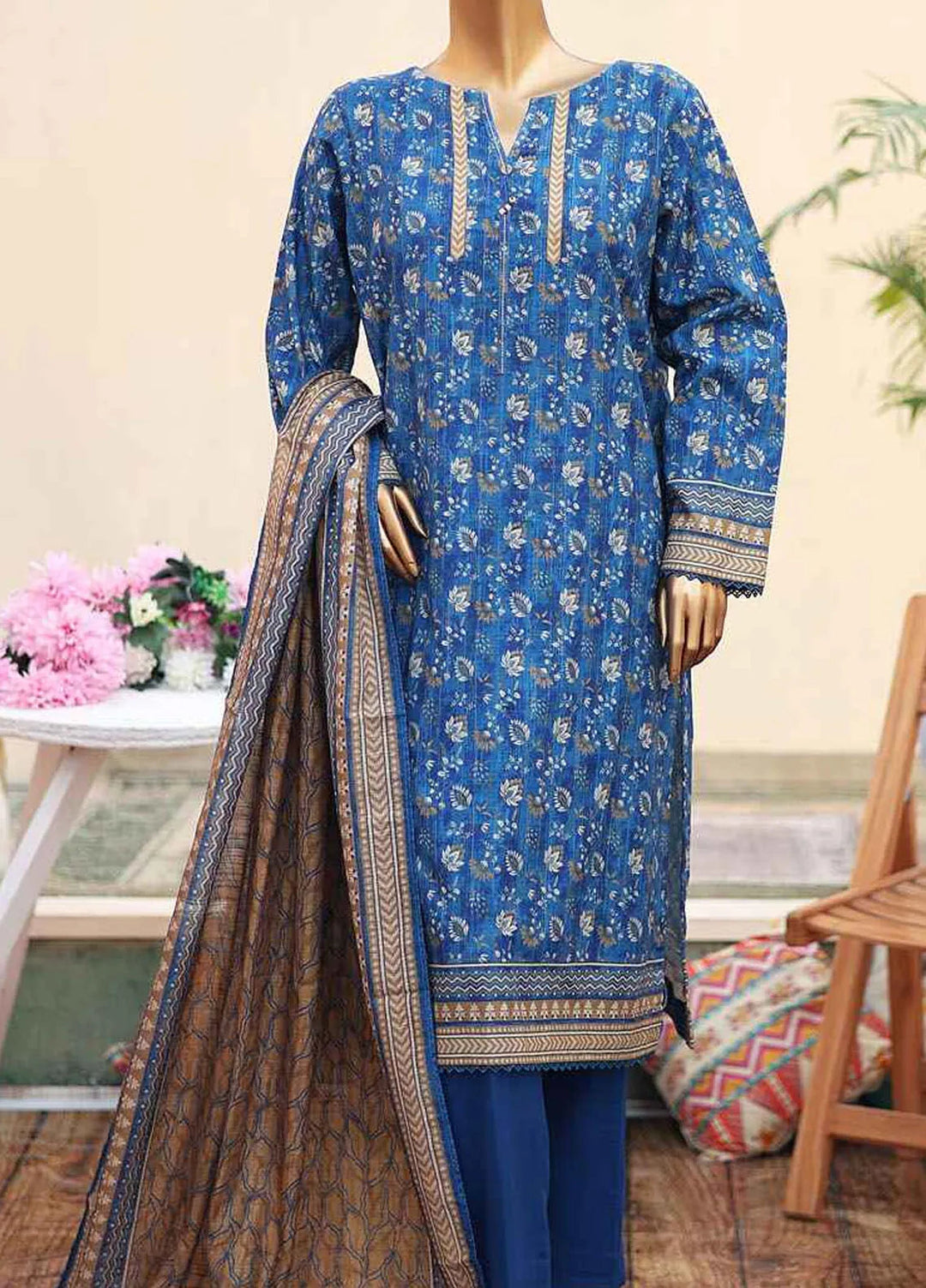 Hz Textiles  Printed Khaddar Suit Unstitched 3 Piece HZ24KW PKP-62 Vol02 - Winter Collection