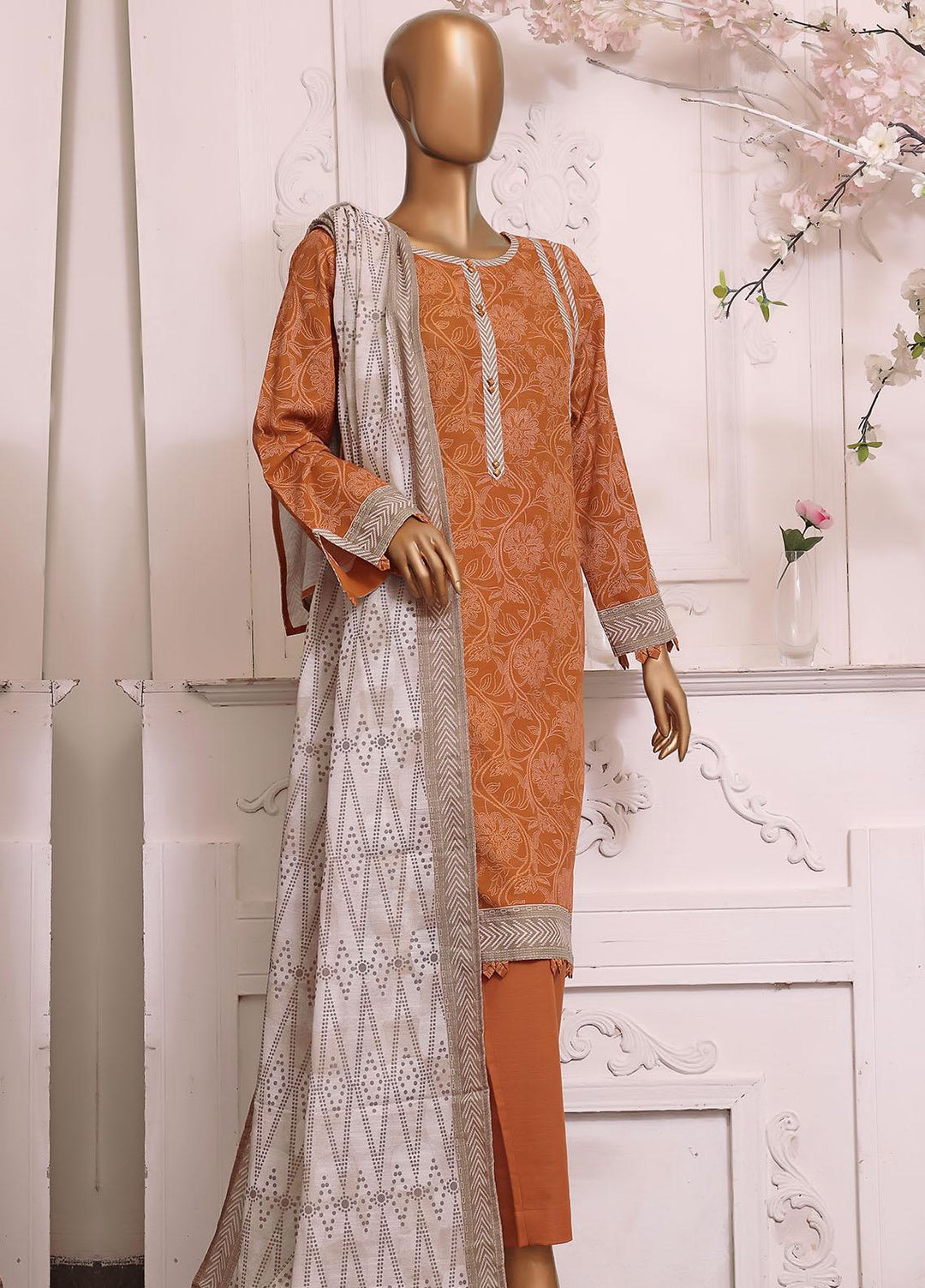 HZ Textiles Printed Khaddar Suits Unstitched 3 Piece HZ22EK PKC-2212 - Winter Collection