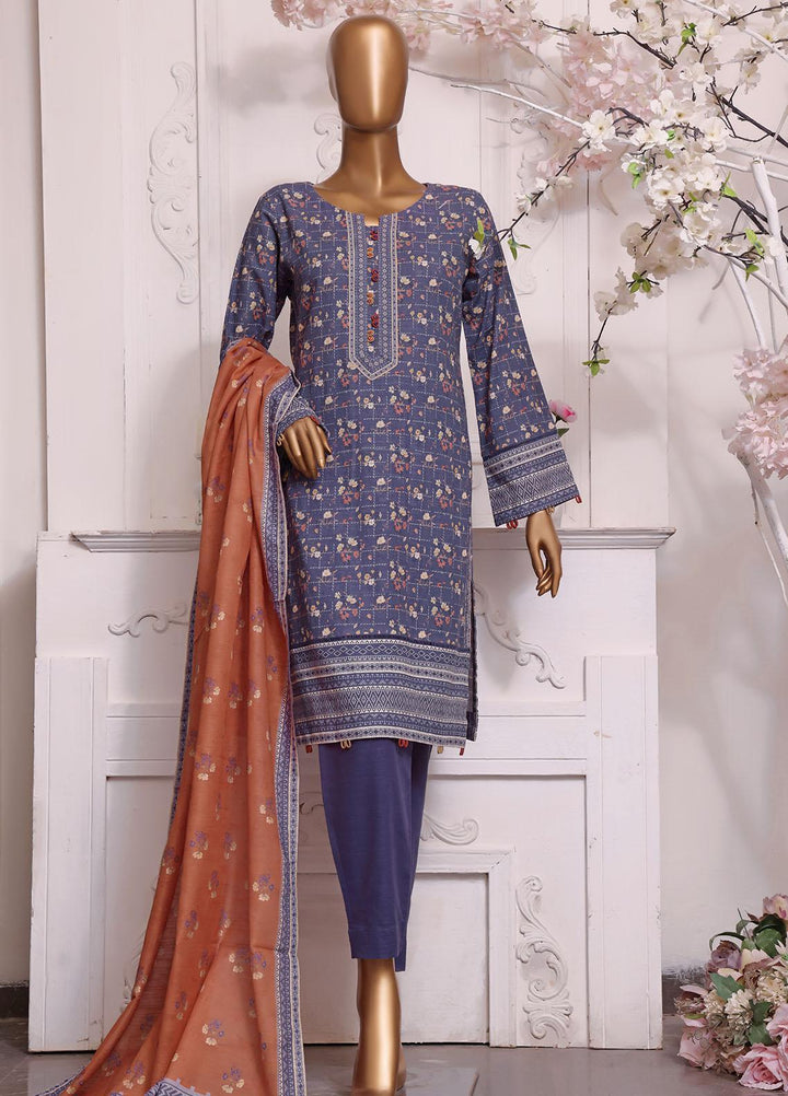 HZ Textiles Printed Khaddar Suits Unstitched 3 Piece HZ22EK PKC-2221 - Winter Collection