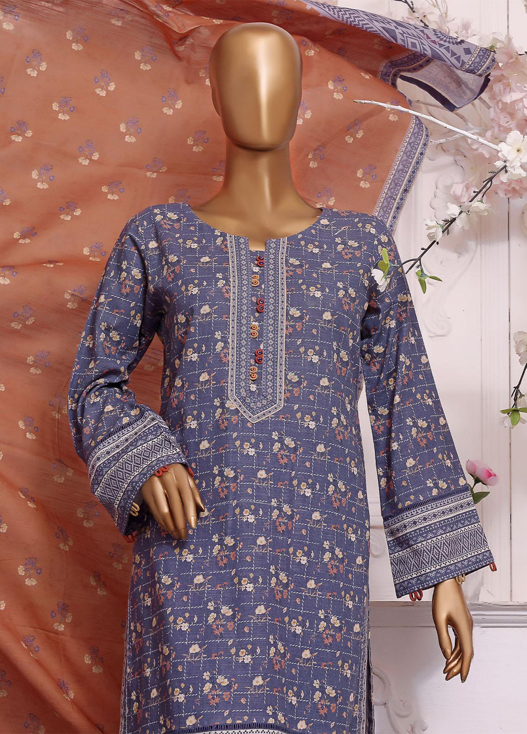 HZ Textiles Printed Khaddar Suits Unstitched 3 Piece HZ22EK PKC-2221 - Winter Collection
