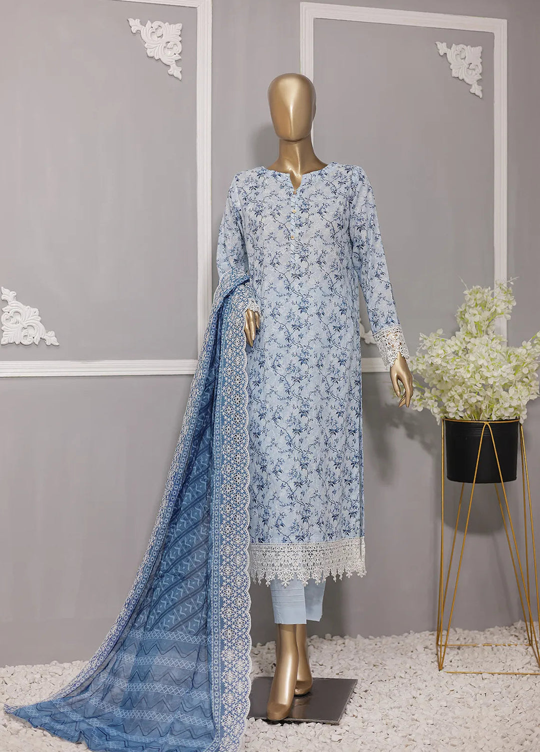 HZ Textiles Printed Lawn Suit Unstitched 3 Piece HZ24D PDE-739 - Summer Collection