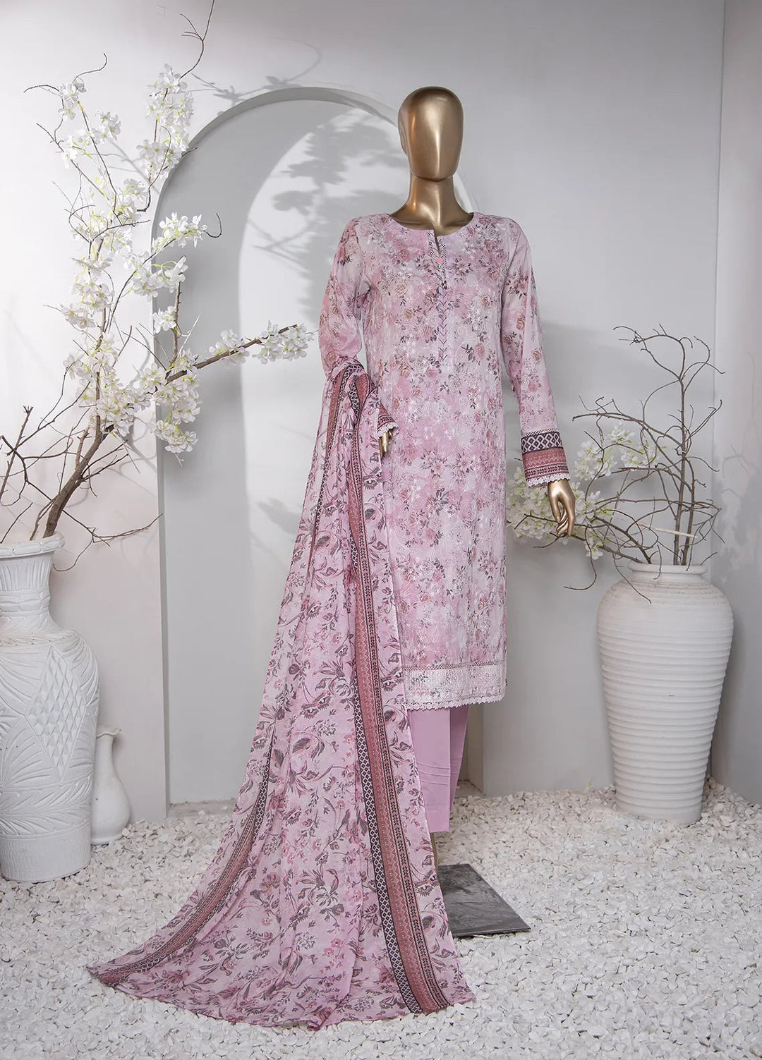 HZ Textiles Printed Lawn Suit Unstitched 3 Piece HZ24D PDE-798 - Summer Collection