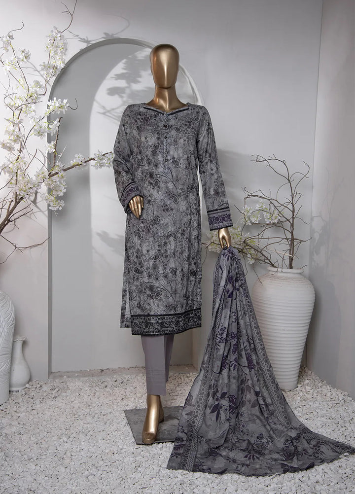 HZ Textiles Printed Lawn Suit Unstitched 3 Piece HZ24D PDE-801 - Summer Collection