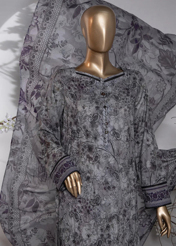 HZ Textiles Printed Lawn Suit Unstitched 3 Piece HZ24D PDE-801 - Summer Collection