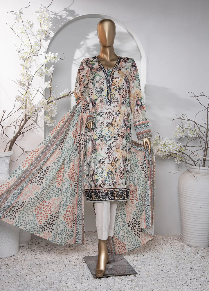 HZ Textiles Printed Lawn Suit Unstitched 3 Piece HZ24D PDE-802 - Summer Collection
