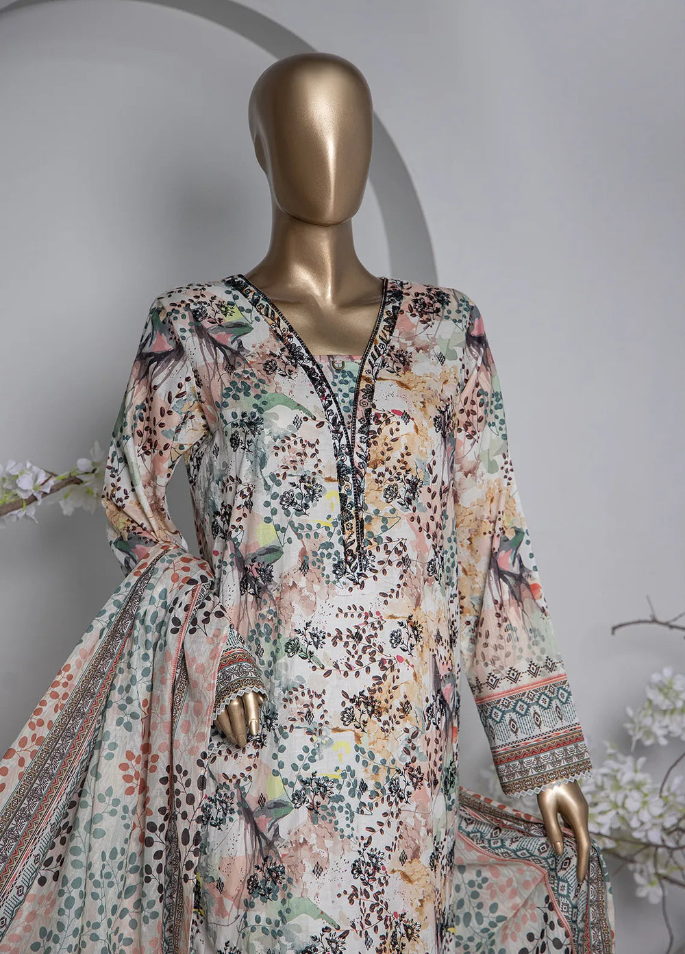 HZ Textiles Printed Lawn Suit Unstitched 3 Piece HZ24D PDE-802 - Summer Collection