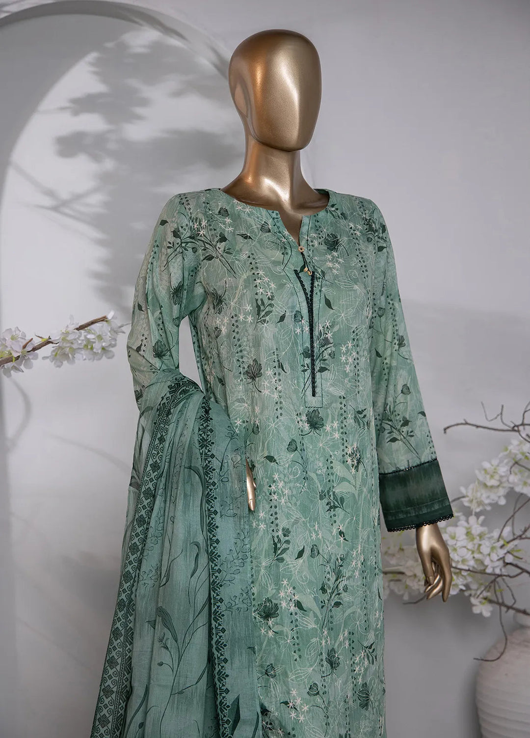HZ Textiles Printed Lawn Suit Unstitched 3 Piece HZ24D PDE-804 - Summer Collection