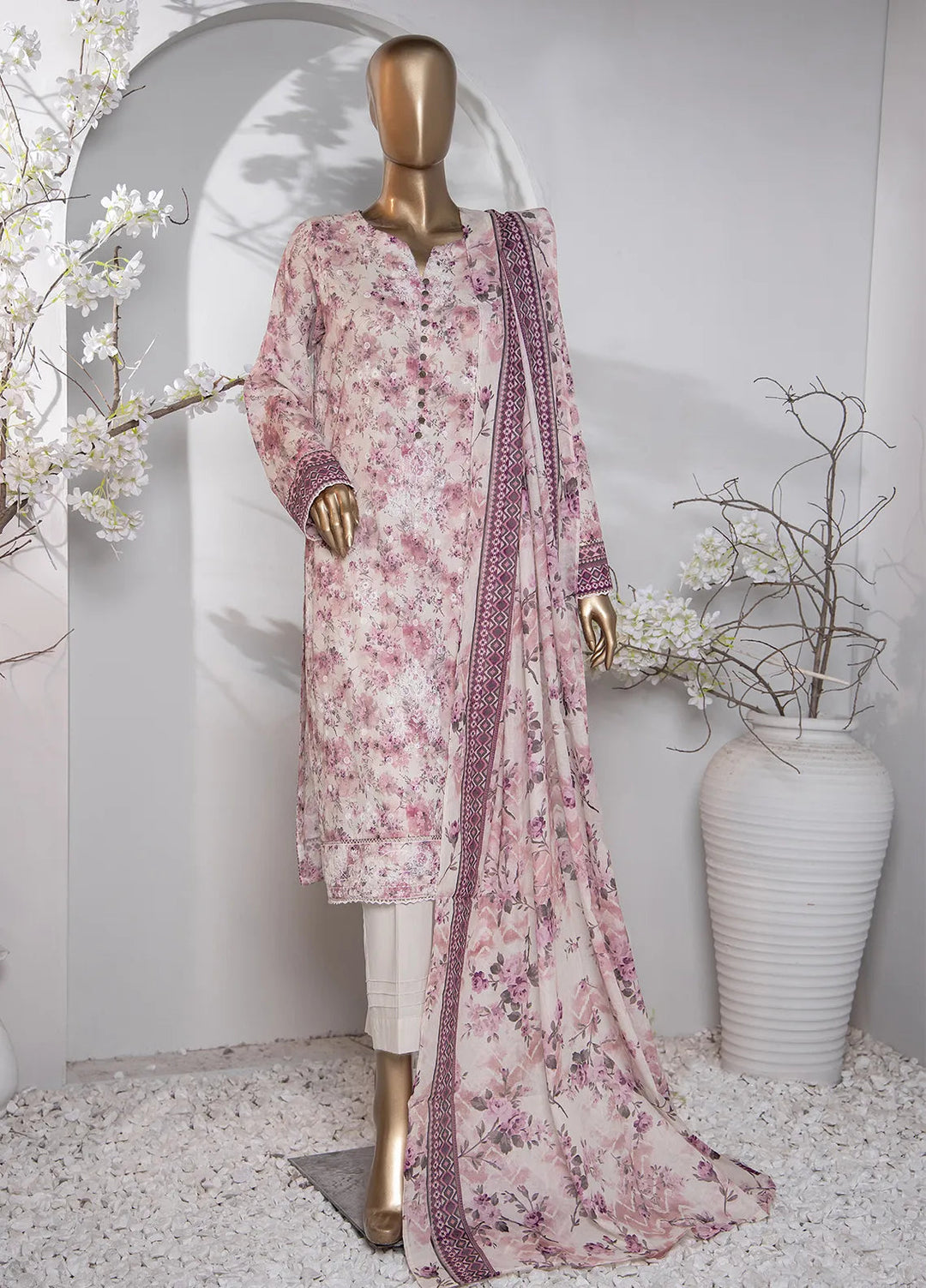 HZ Textiles Printed Lawn Suit Unstitched 3 Piece HZ24D PDE-807 - Summer Collection