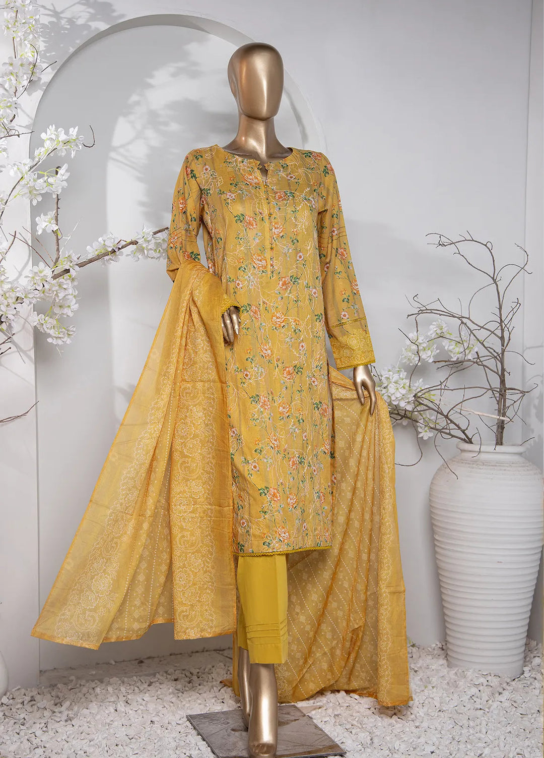 HZ Textiles Printed Lawn Suit Unstitched 3 Piece HZ24D PDE-808 - Summer Collection
