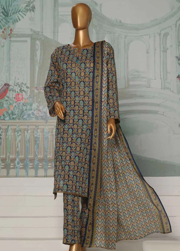 Hz Textiles Printed Lawn Suit Unstitched 3 Piece HZ24PA PCC-225-B - Summer Collection