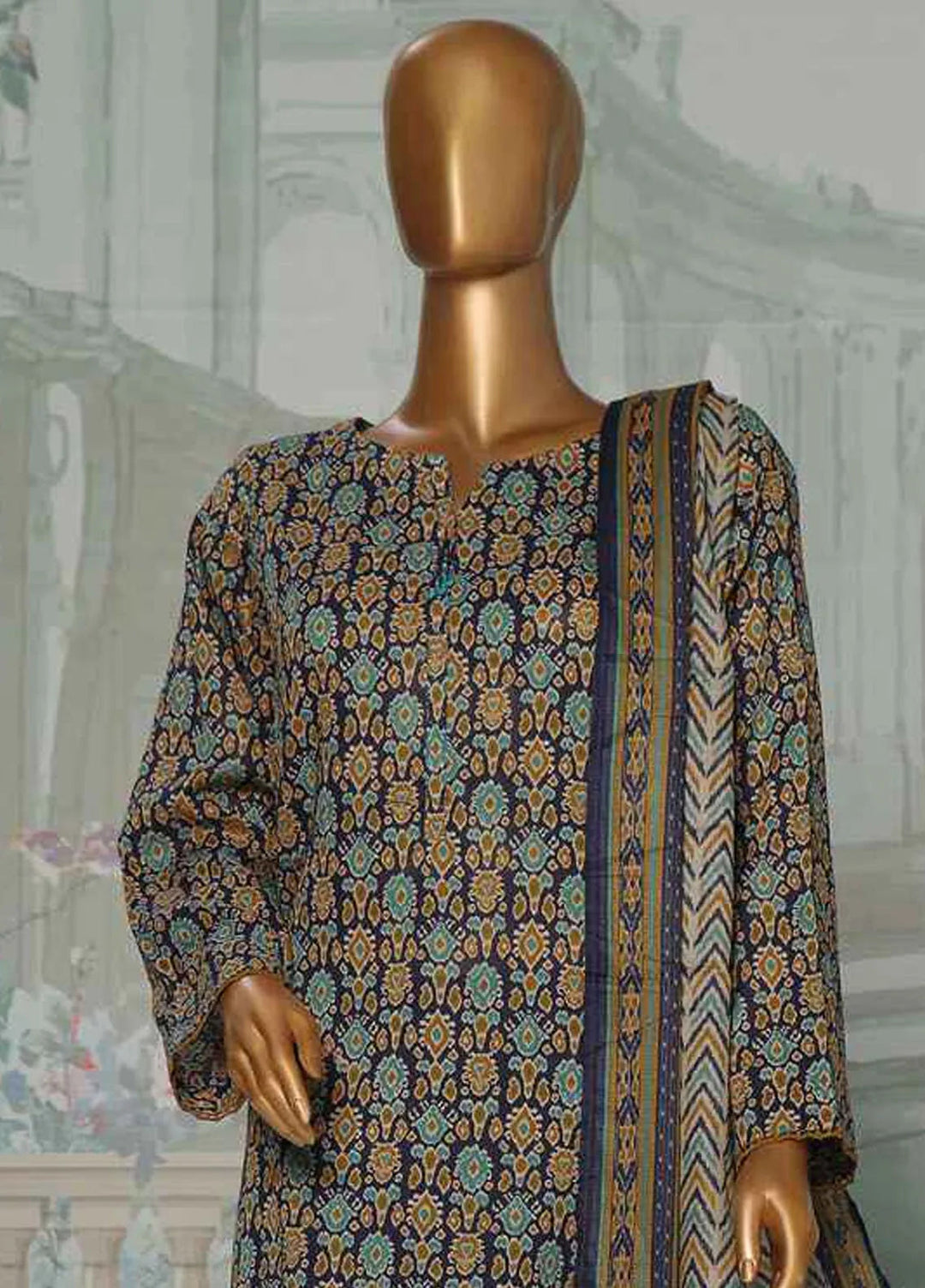 Hz Textiles Printed Lawn Suit Unstitched 3 Piece HZ24PA PCC-225-B - Summer Collection