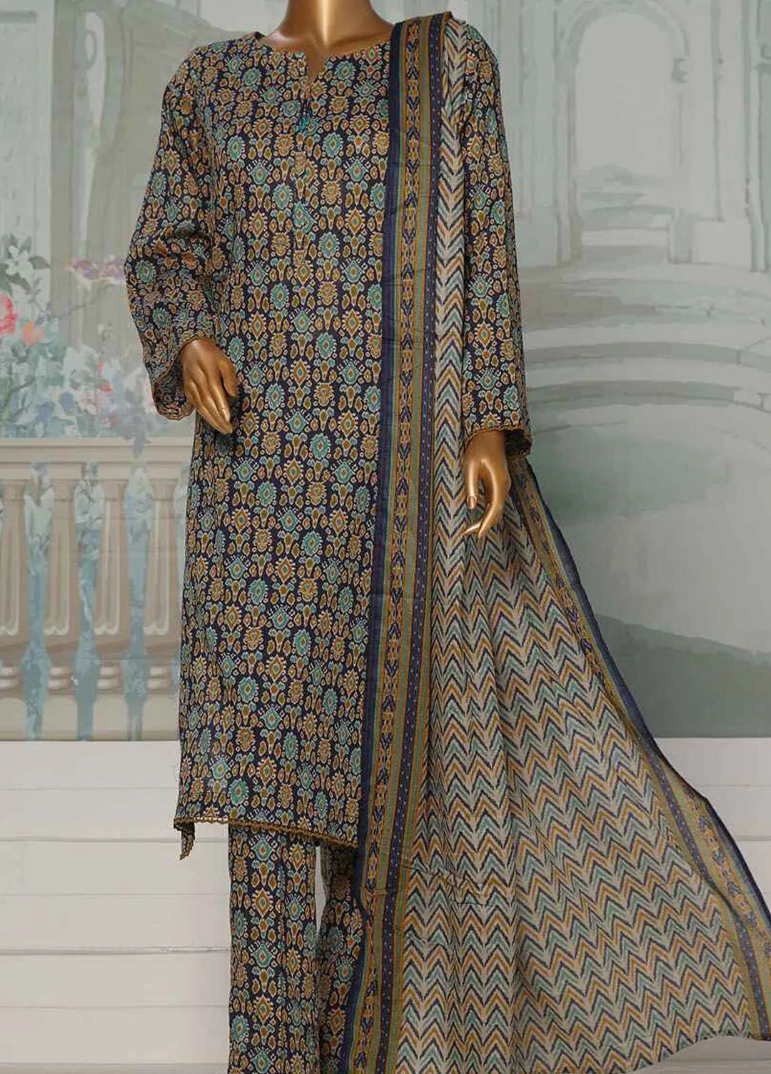 Hz Textiles Printed Lawn Suit Unstitched 3 Piece HZ24PA PCC-225-B - Summer Collection