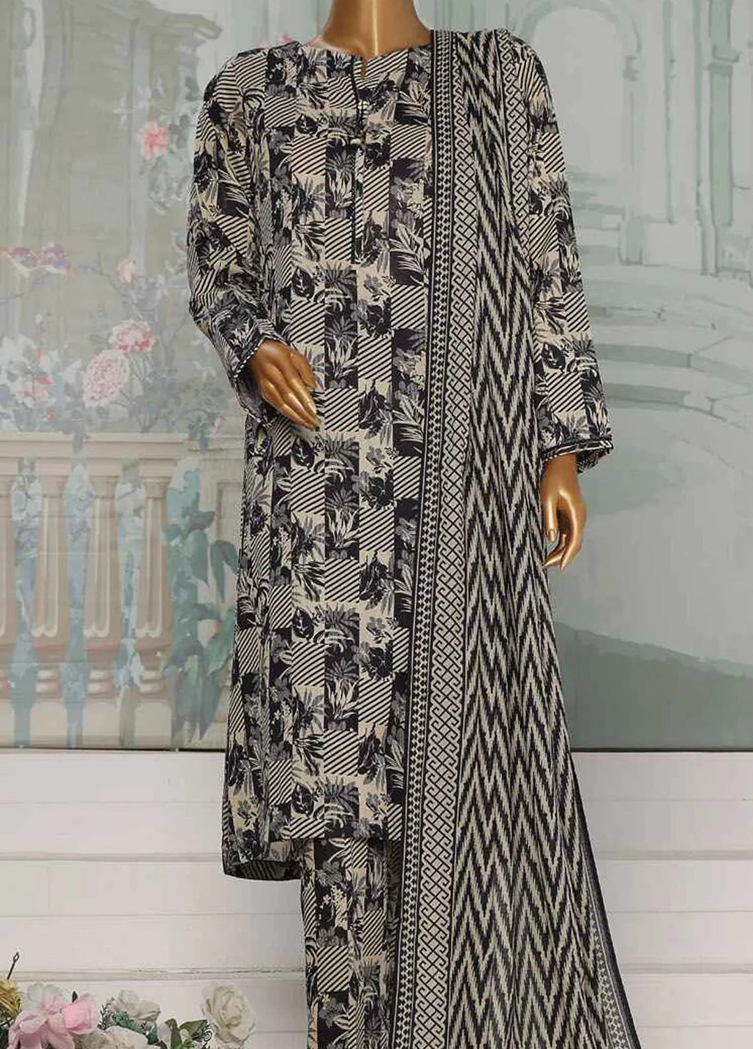 Hz Textiles Printed Lawn Suit Unstitched 3 Piece HZ24PA PCC-226-A - Summer Collection