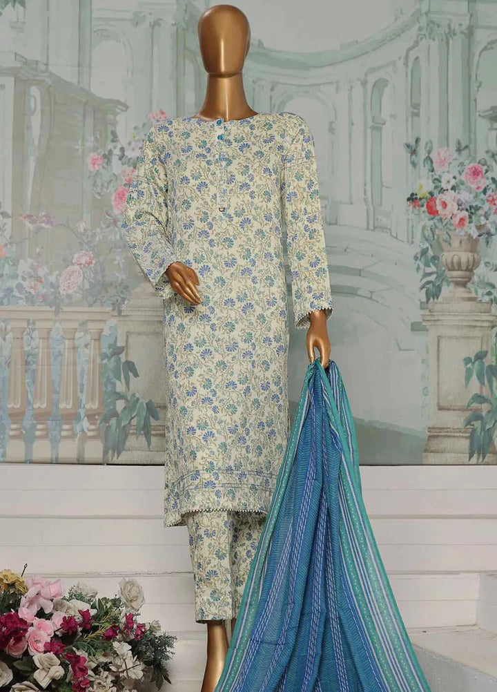 Hz Textiles Printed Lawn Suit Unstitched 3 Piece HZ24PA PCC-227-B - Summer Collection