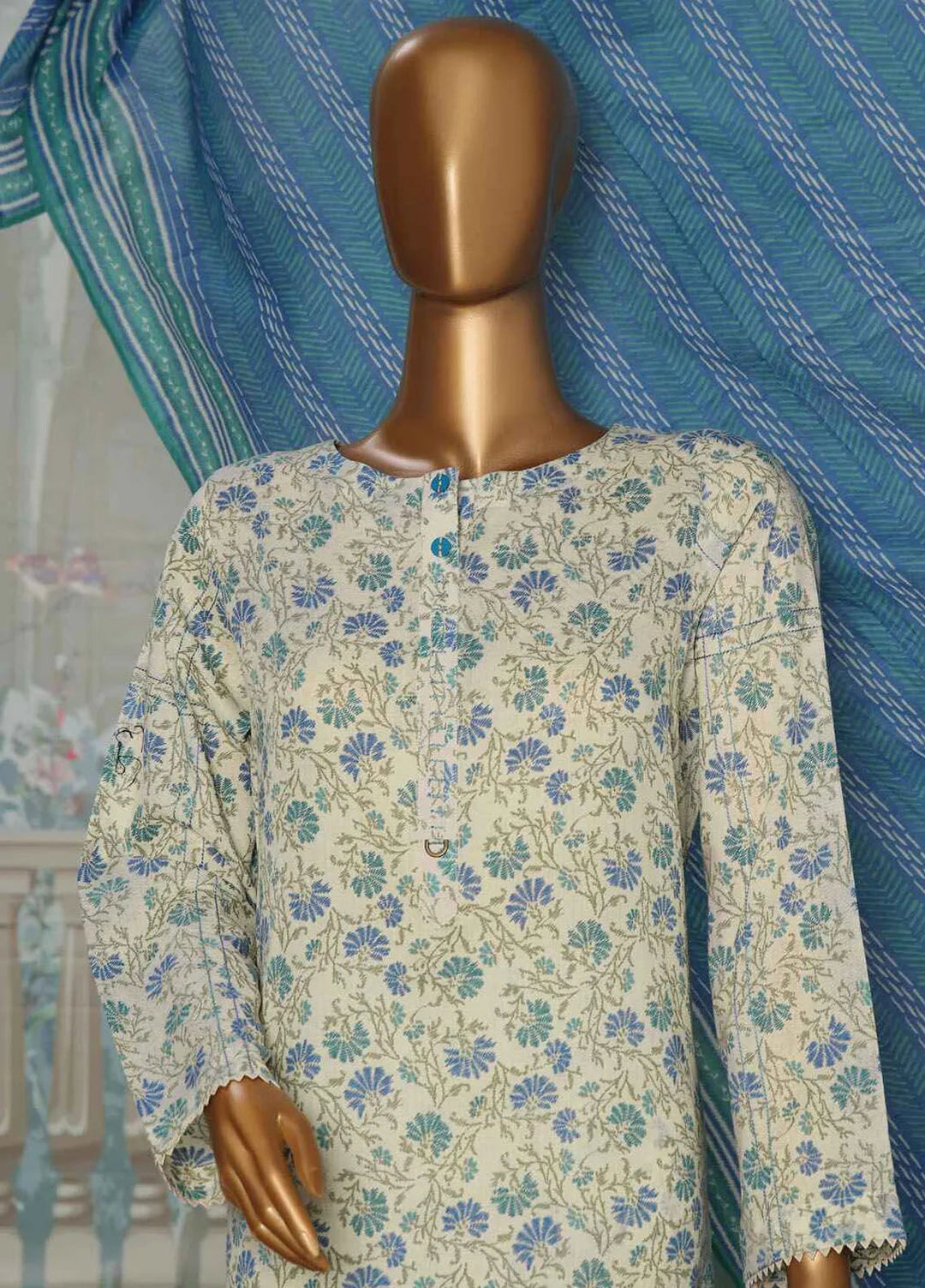 Hz Textiles Printed Lawn Suit Unstitched 3 Piece HZ24PA PCC-227-B - Summer Collection