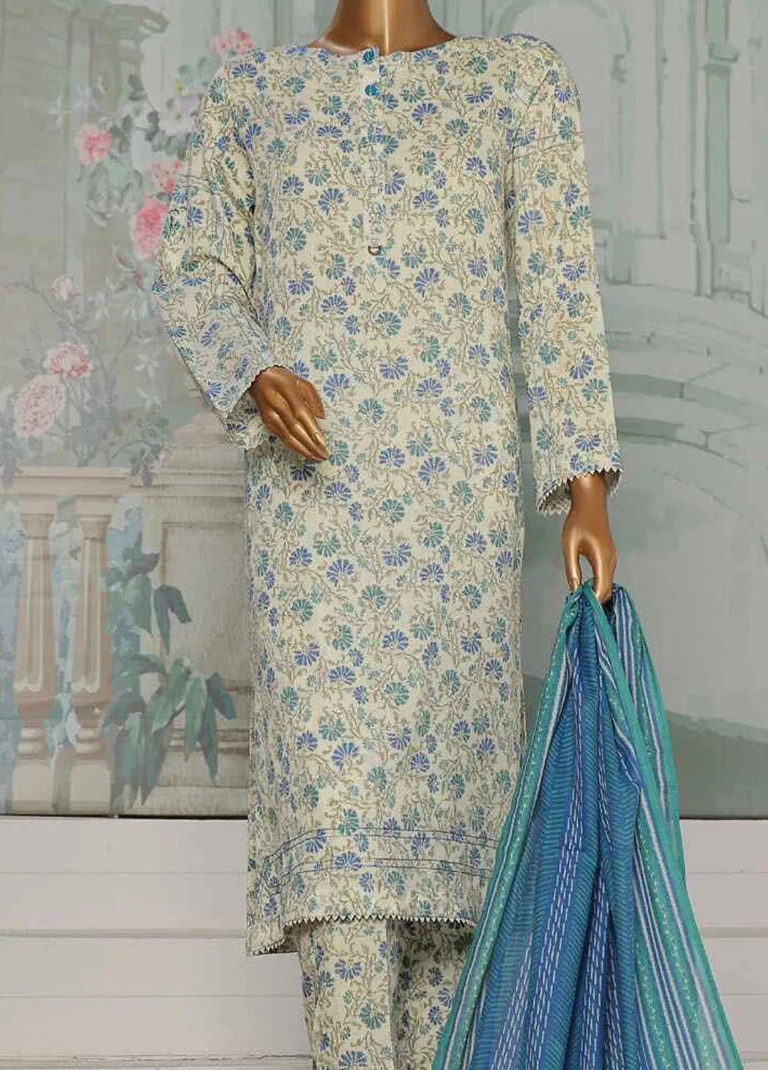 Hz Textiles Printed Lawn Suit Unstitched 3 Piece HZ24PA PCC-227-B - Summer Collection