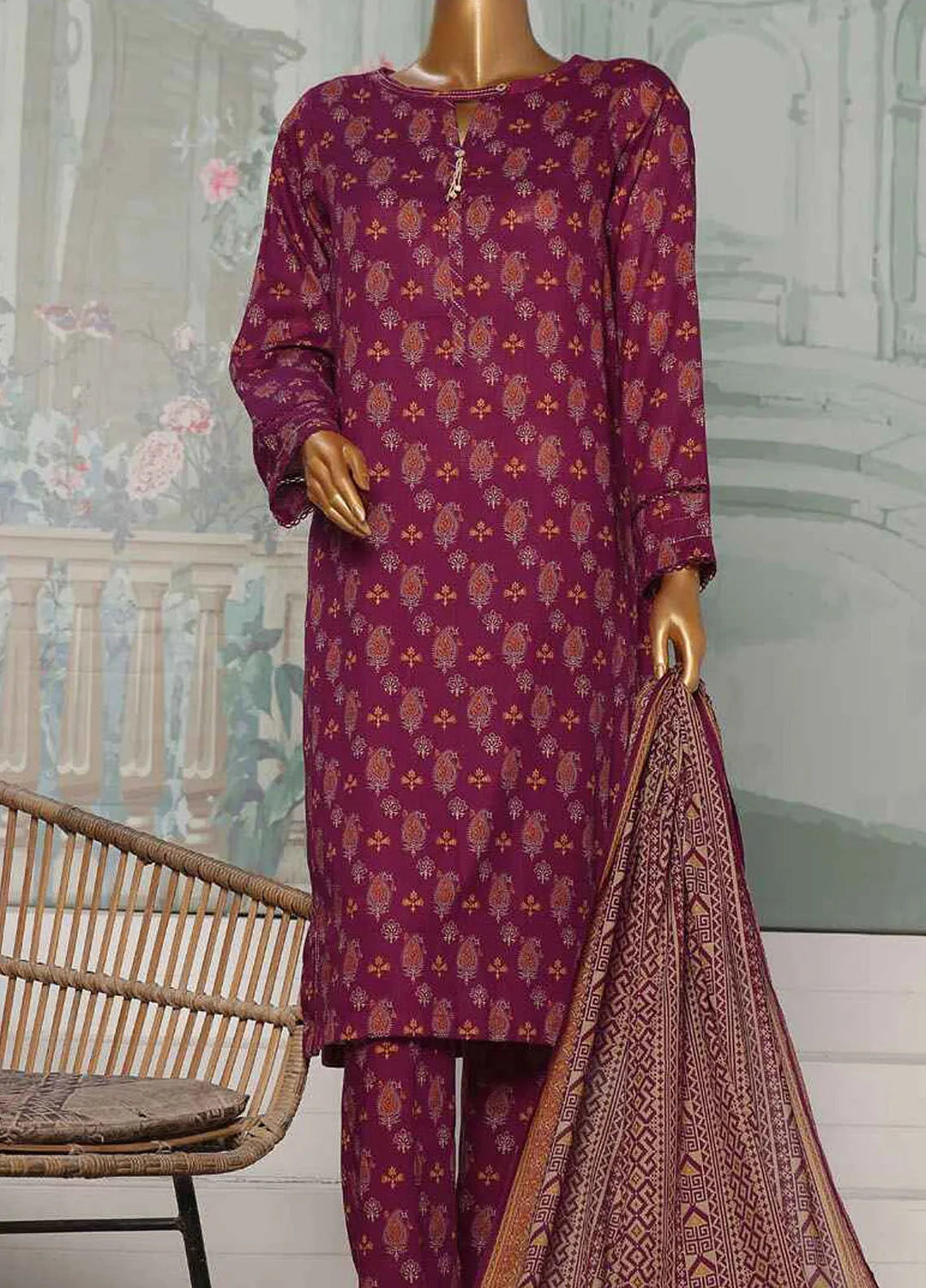 Hz Textiles Printed Lawn Suit Unstitched 3 Piece HZ24PA PCC-228-A - Summer Collection