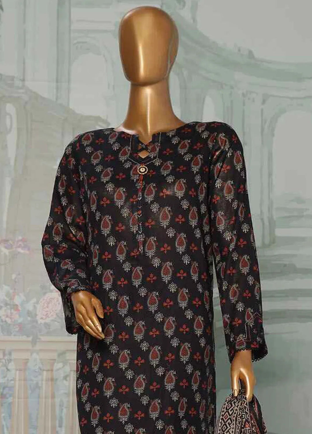 Hz Textiles Printed Lawn Suit Unstitched 3 Piece HZ24PA PCC-228-B - Summer Collection