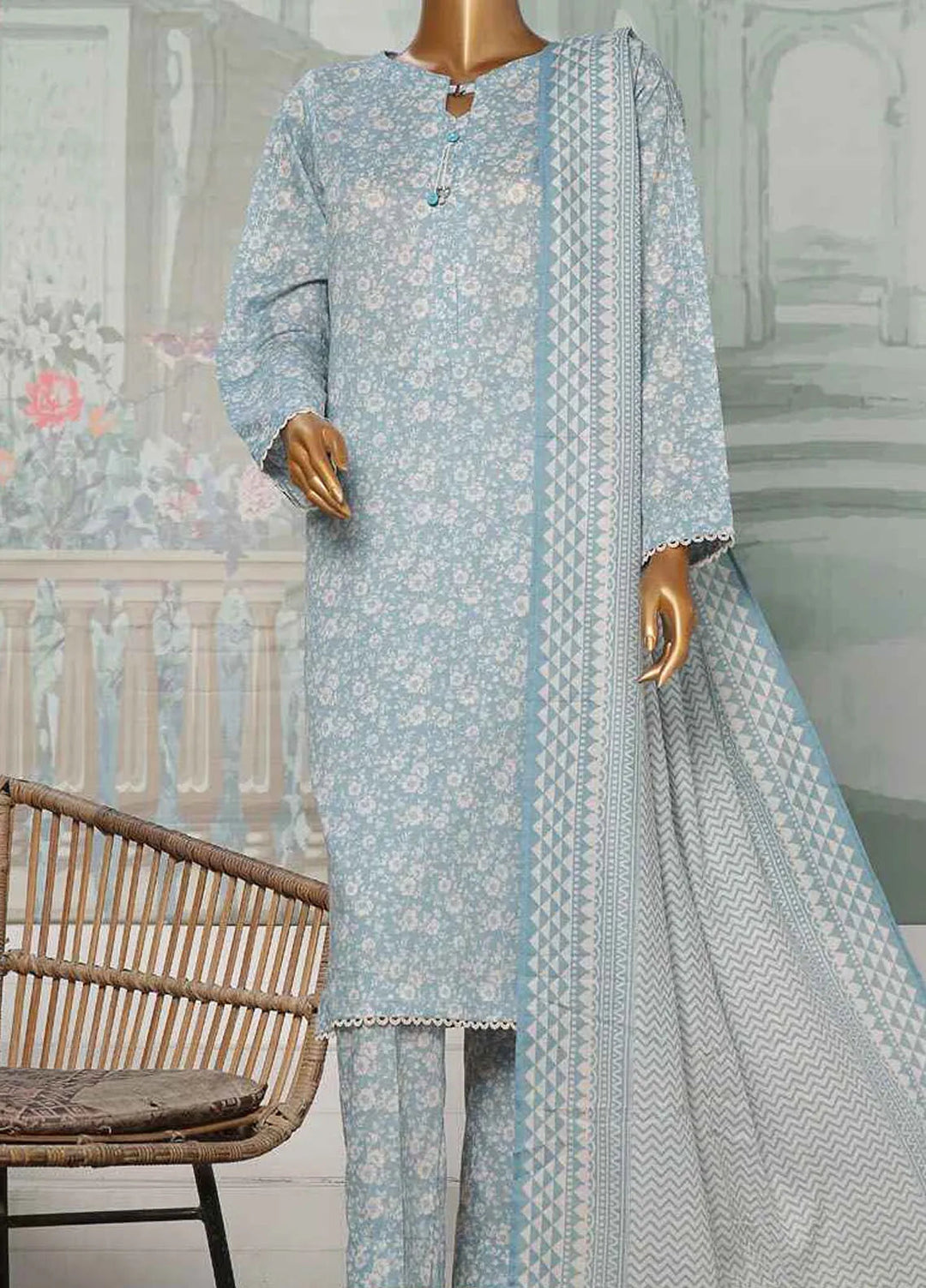 Hz Textiles Printed Lawn Suit Unstitched 3 Piece HZ24PA PCC-229-A - Summer Collection