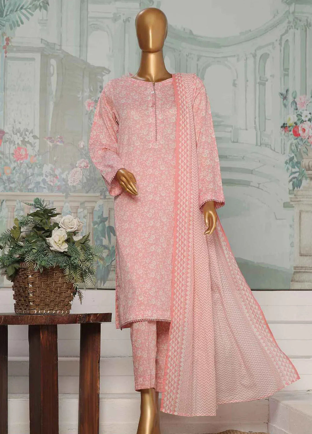 Hz Textiles Printed Lawn Suit Unstitched 3 Piece HZ24PA PCC-229-B - Summer Collection