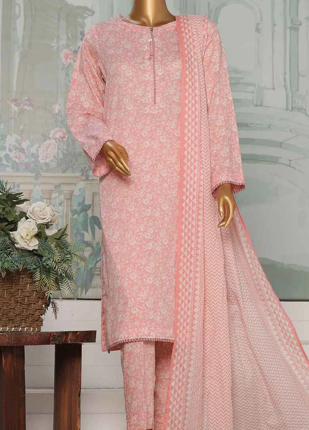 Hz Textiles Printed Lawn Suit Unstitched 3 Piece HZ24PA PCC-229-B - Summer Collection