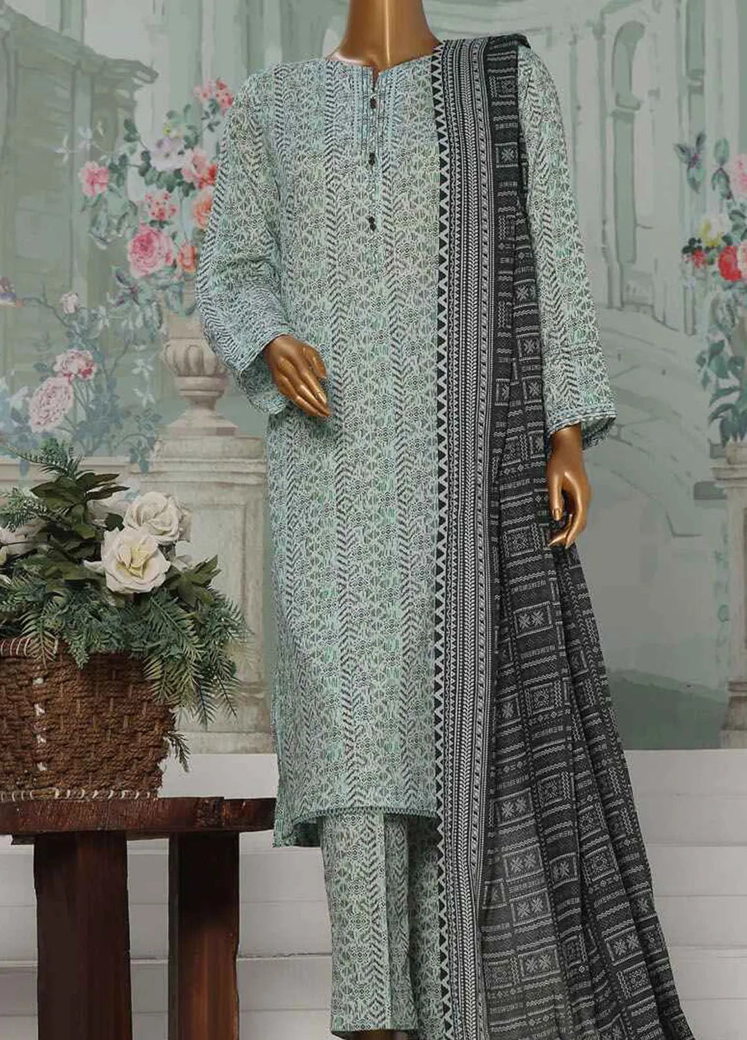 Hz Textiles Printed Lawn Suit Unstitched 3 Piece HZ24PA PCC-230-B - Summer Collection