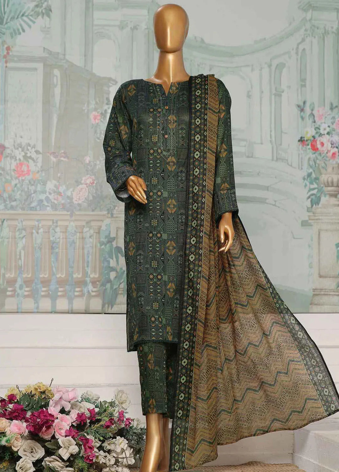 Hz Textiles Printed Lawn Suit Unstitched 3 Piece HZ24PA PCC-231-A - Summer Collection