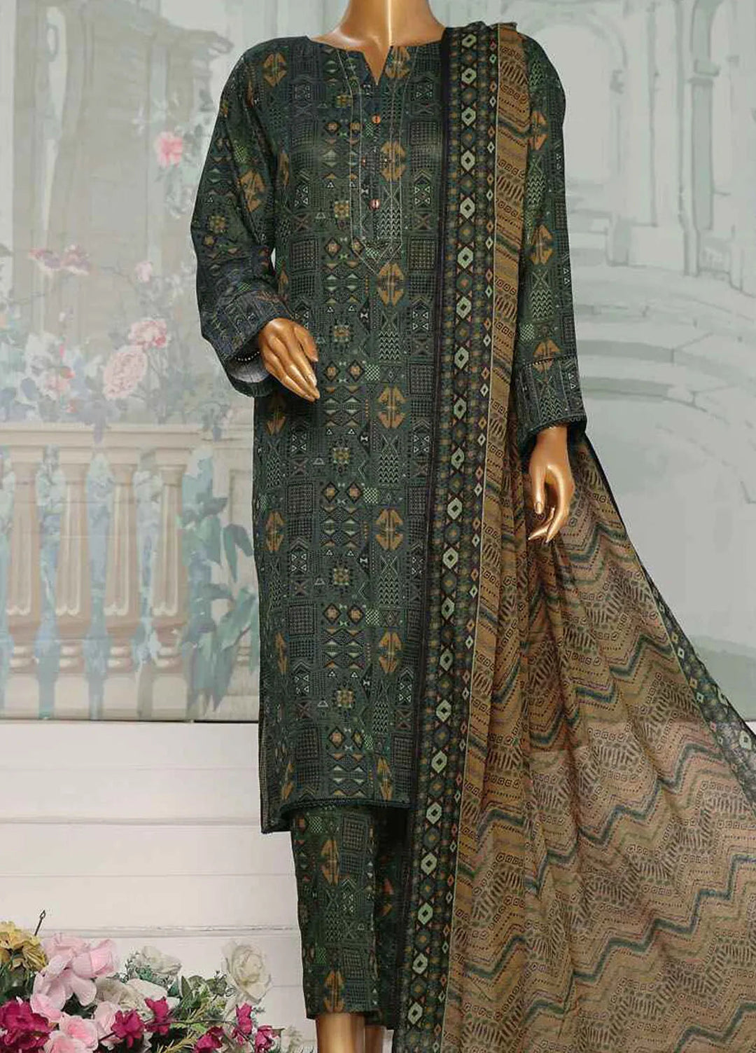 Hz Textiles Printed Lawn Suit Unstitched 3 Piece HZ24PA PCC-231-A - Summer Collection