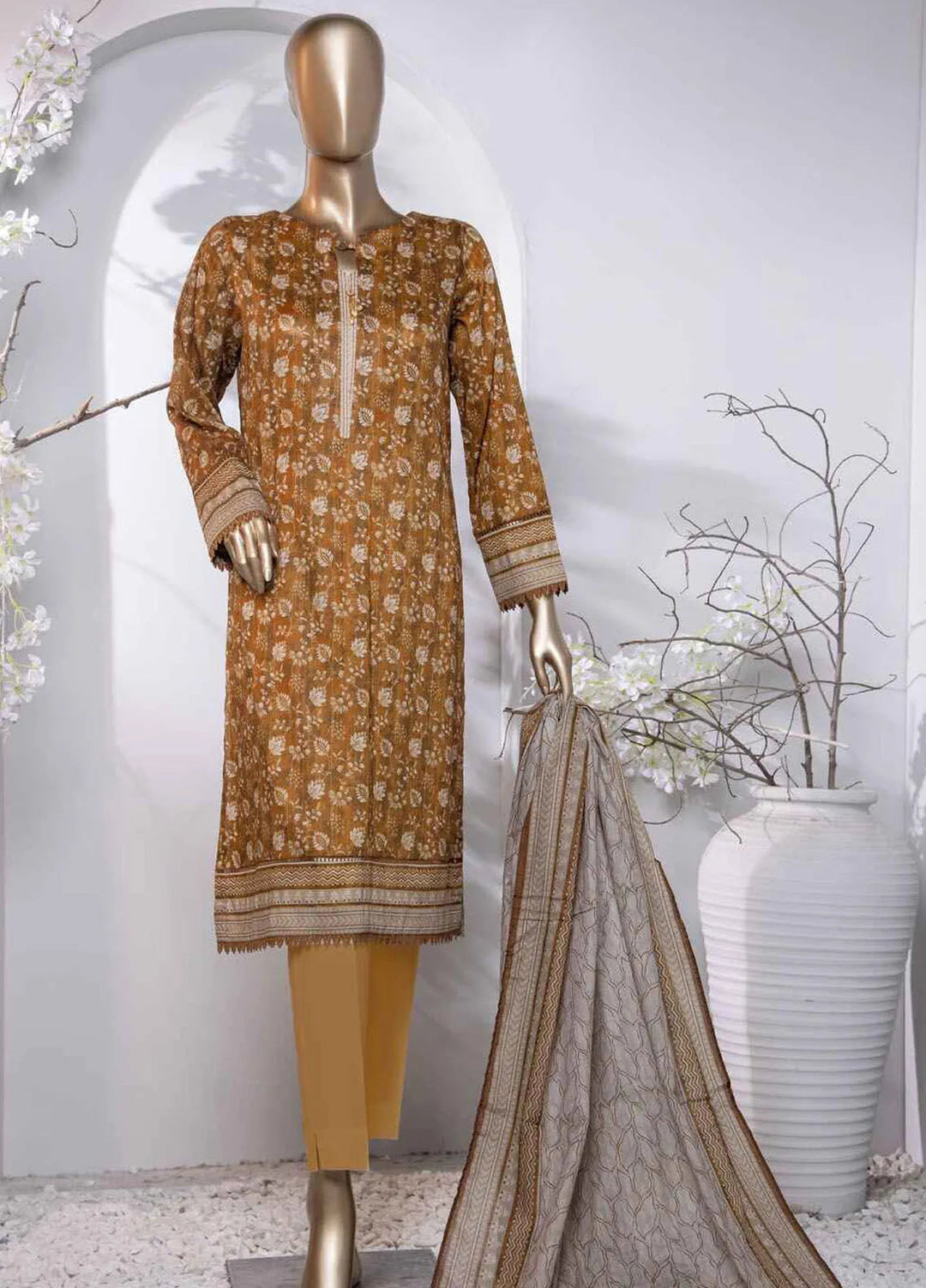 Hz Textiles Printed Lawn Suit Unstitched 3 Piece HZ24PL PPC-199 - Summer Collection
