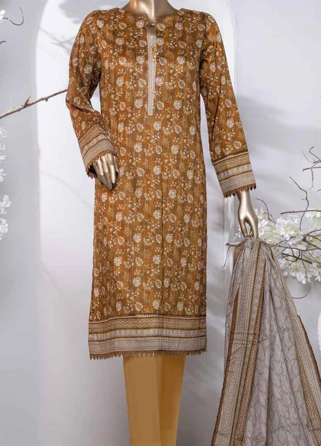 Hz Textiles Printed Lawn Suit Unstitched 3 Piece HZ24PL PPC-199 - Summer Collection