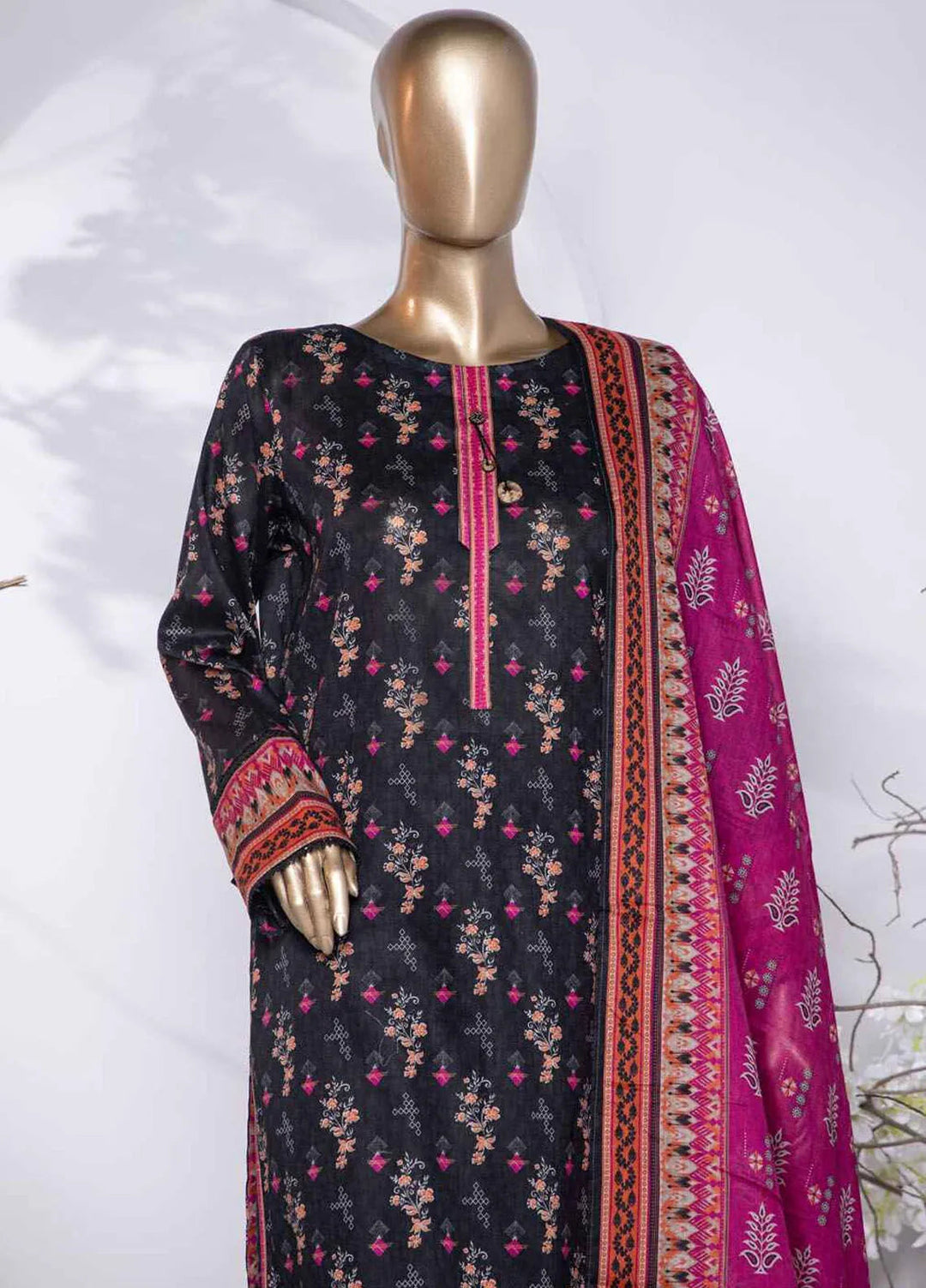 Hz Textiles Printed Lawn Suit Unstitched 3 Piece HZ24PL PPC-204 - Summer Collection
