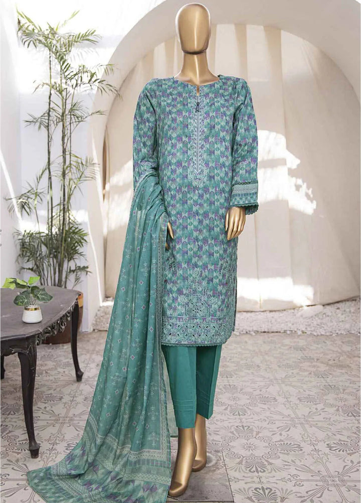 HZ Textiles Printed Lawn Suits Unstitched 3 Piece HZ25MM MEK-232 - Summer Collection