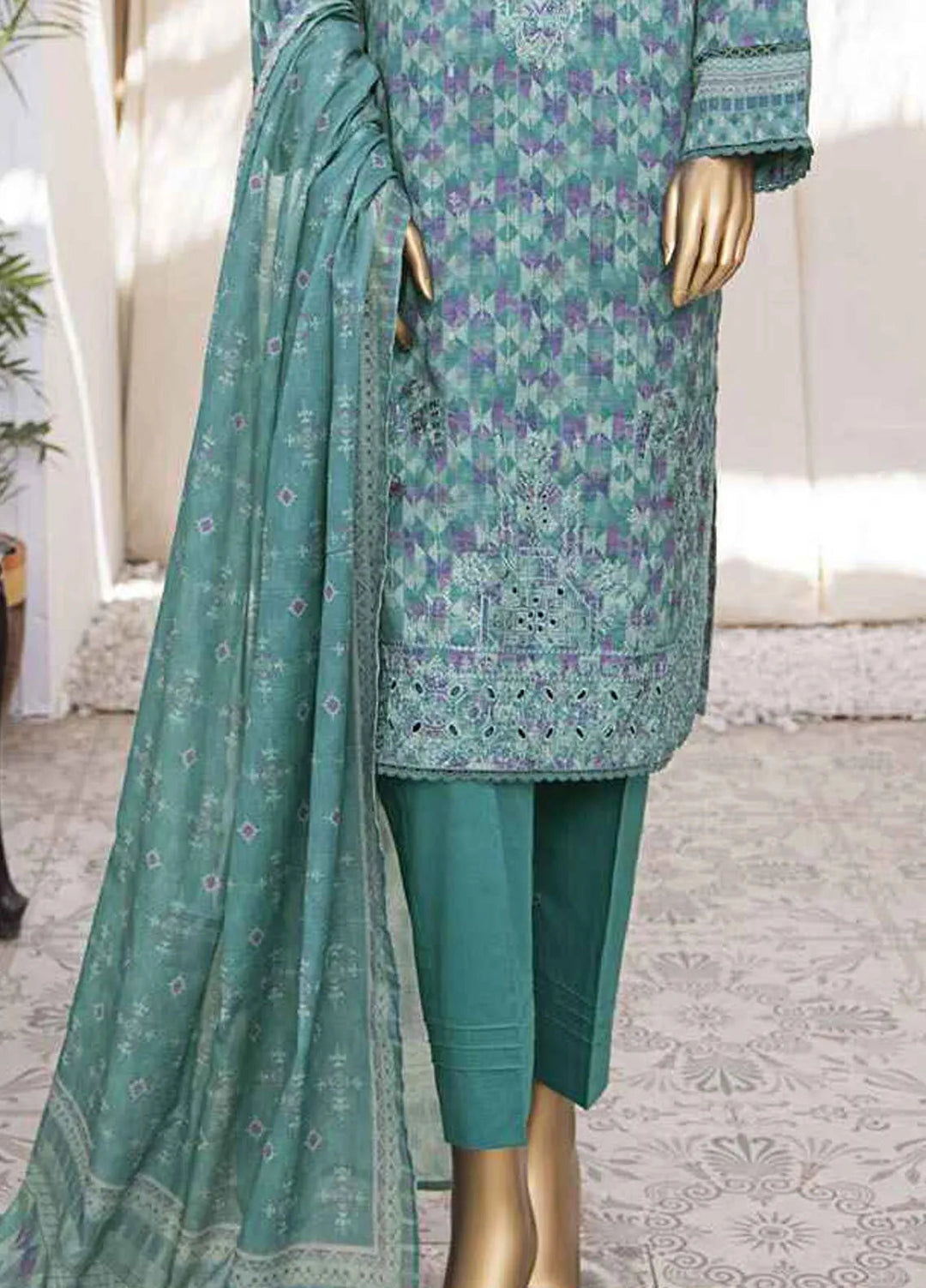 HZ Textiles Printed Lawn Suits Unstitched 3 Piece HZ25MM MEK-232 - Summer Collection