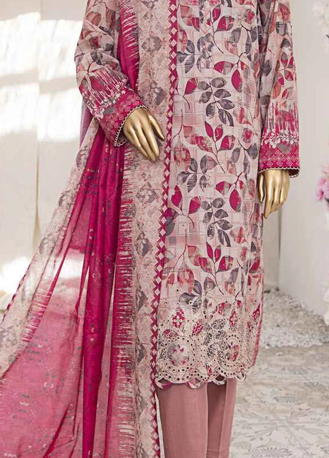 HZ Textiles Printed Lawn Suits Unstitched 3 Piece HZ25MM MEK-236 - Summer Collection
