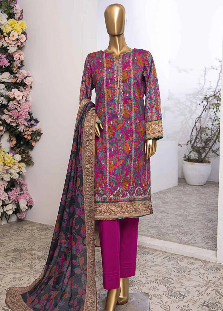 HZ Textiles Printed Lawn Suits Unstitched 3 Piece HZ25MM MEK-238 - Summer Collection