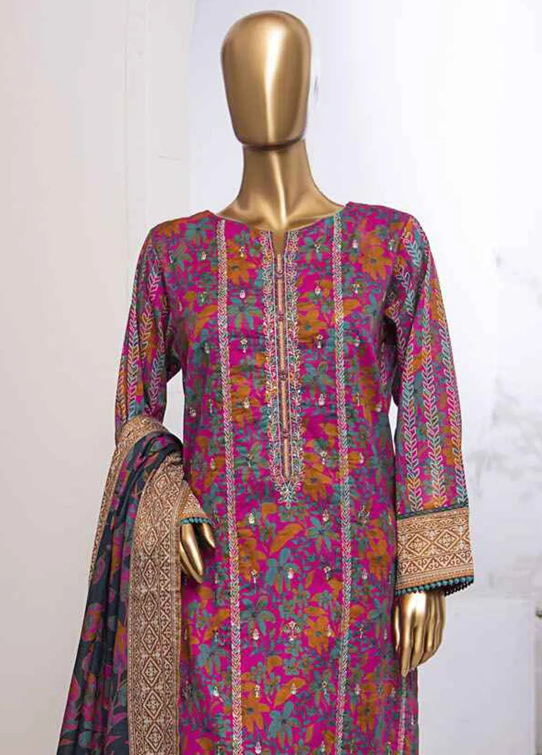 HZ Textiles Printed Lawn Suits Unstitched 3 Piece HZ25MM MEK-238 - Summer Collection