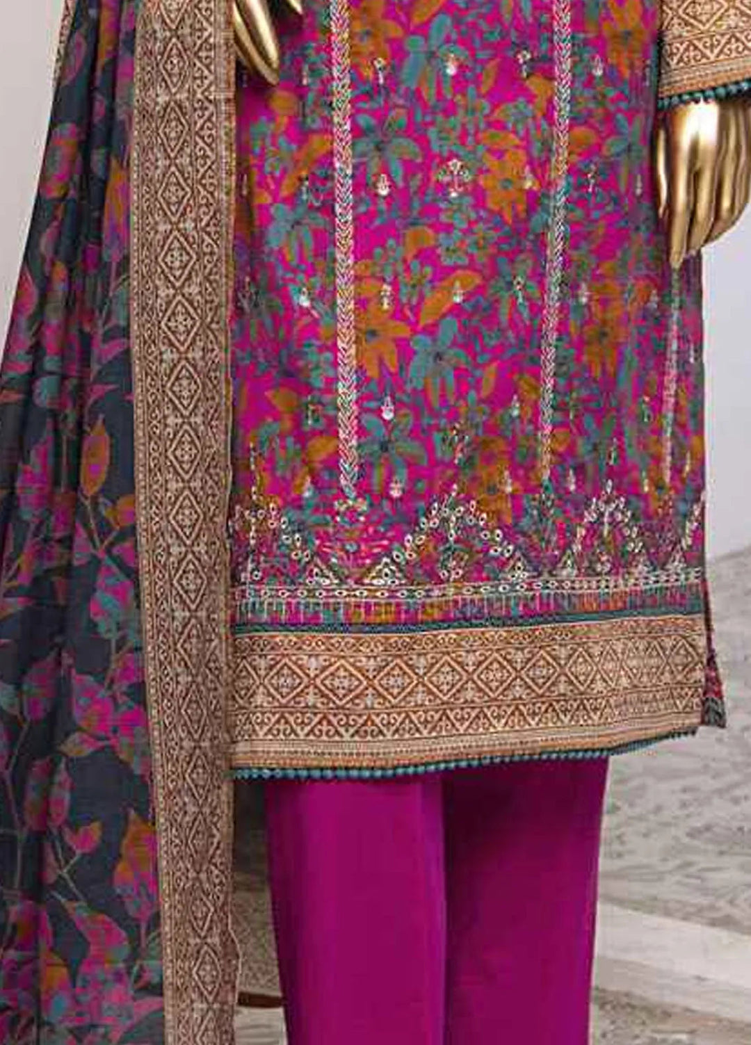HZ Textiles Printed Lawn Suits Unstitched 3 Piece HZ25MM MEK-238 - Summer Collection
