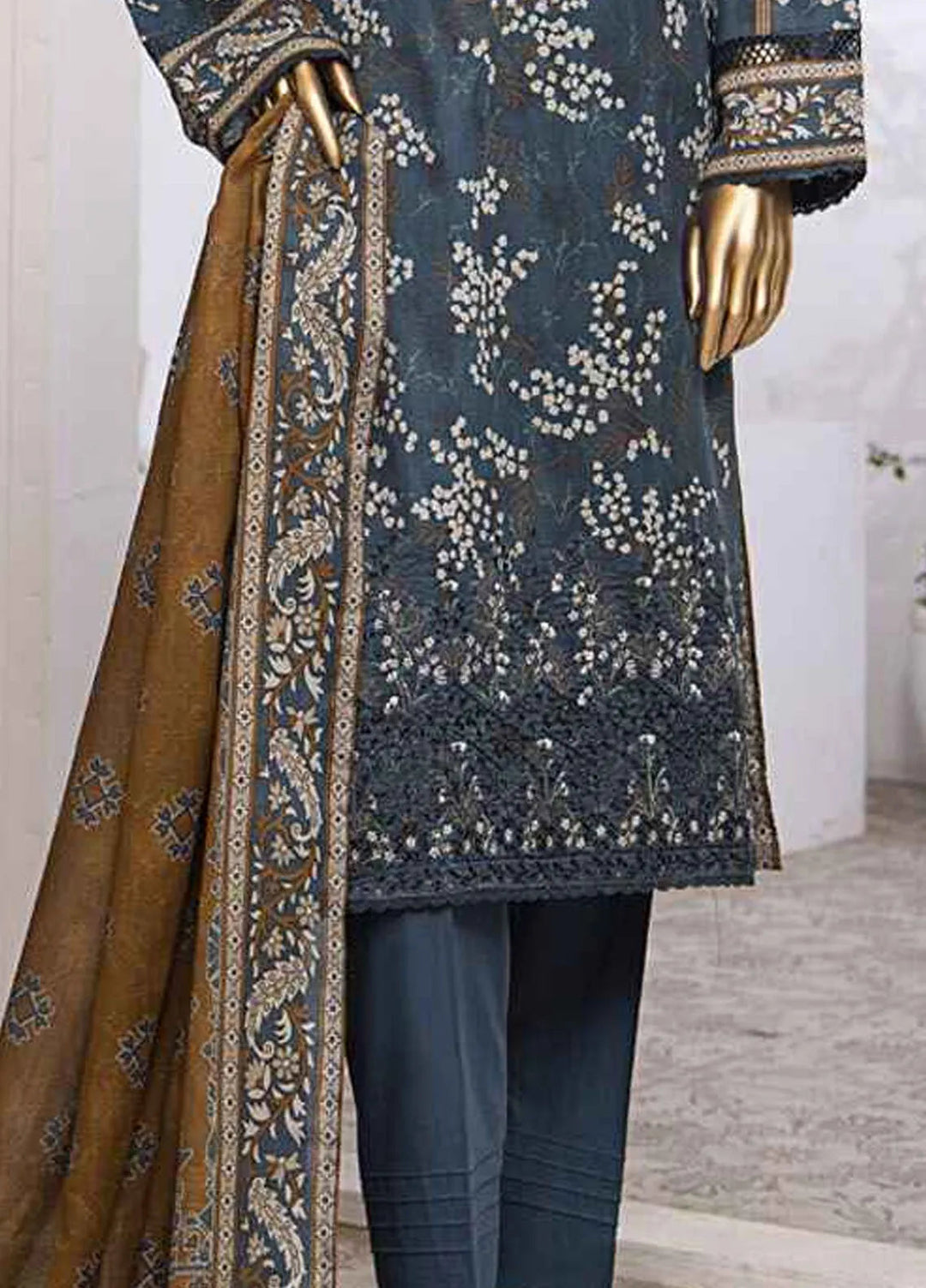 HZ Textiles Printed Lawn Suits Unstitched 3 Piece HZ25MM MEK-241 - Summer Collection