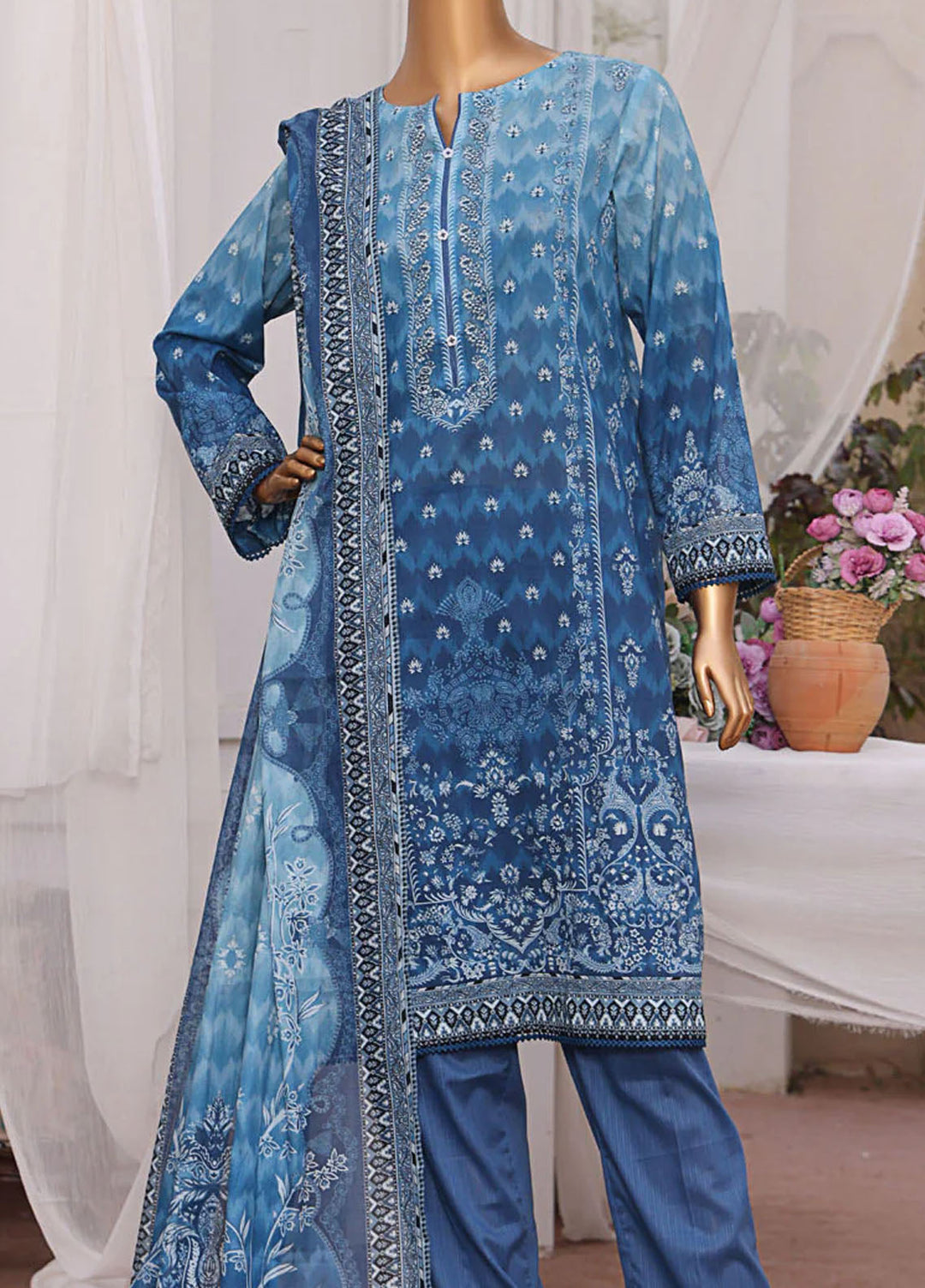 HZ Textiles Printed Lawn Suits Unstitched 3 Piece HZ25MP MPC-586 - Summer Collection