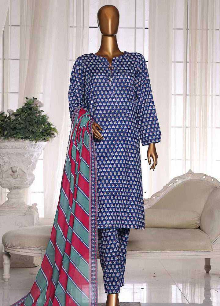 HZ Textiles Printed Lawn Suits Unstitched 3 Piece HZ25OL OC-05 - Summer Collection