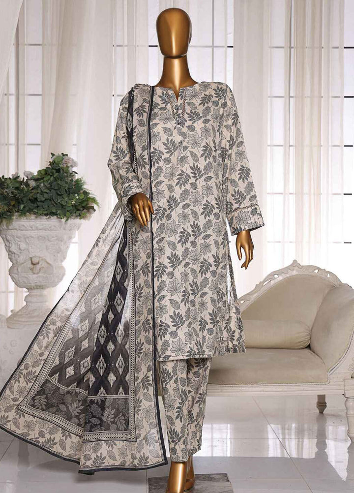 HZ Textiles Printed Lawn Suits Unstitched 3 Piece HZ25OL OC-08 - Summer Collection