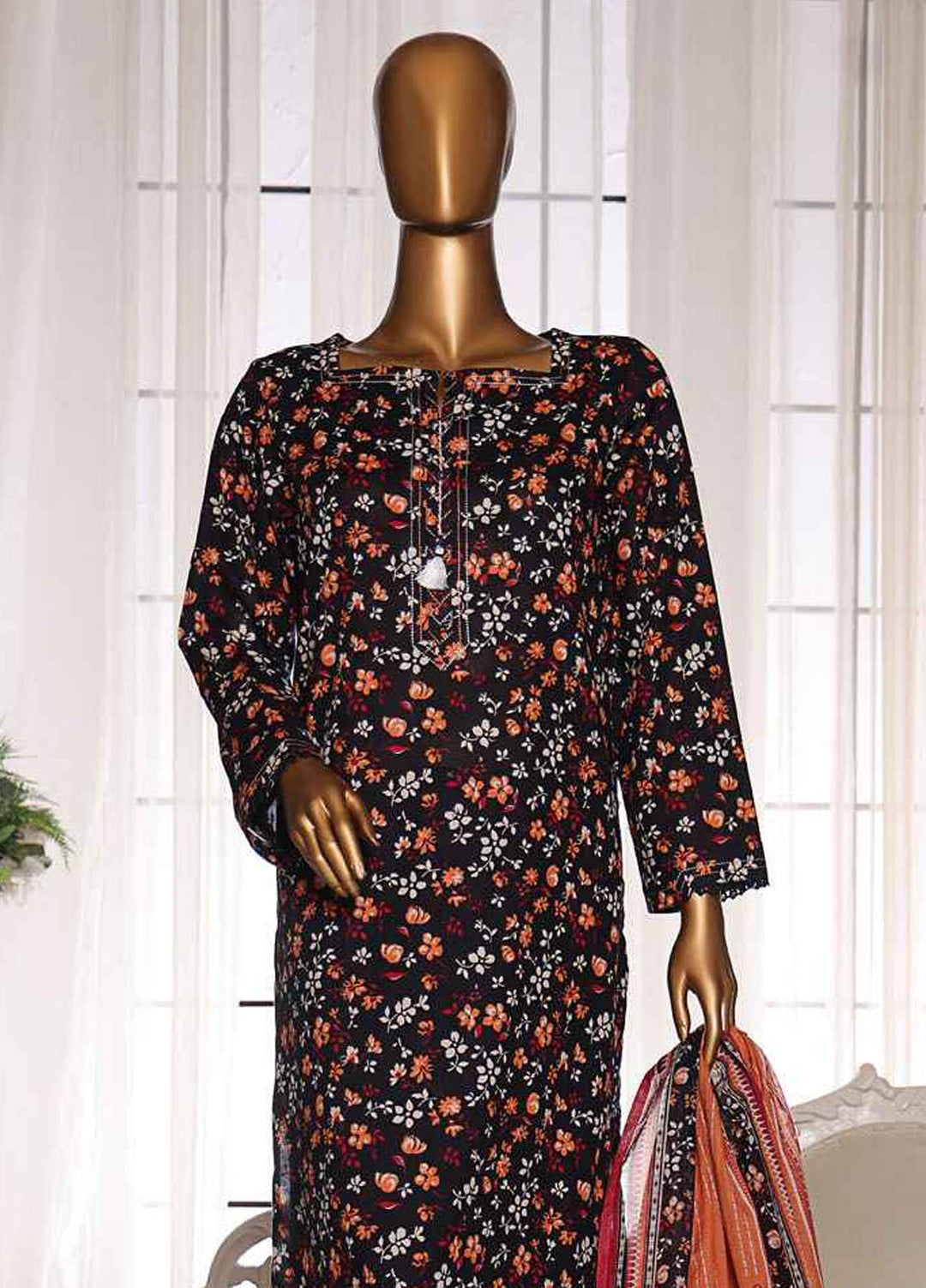 HZ Textiles Printed Lawn Suits Unstitched 3 Piece HZ25OL OC-09 - Summer Collection