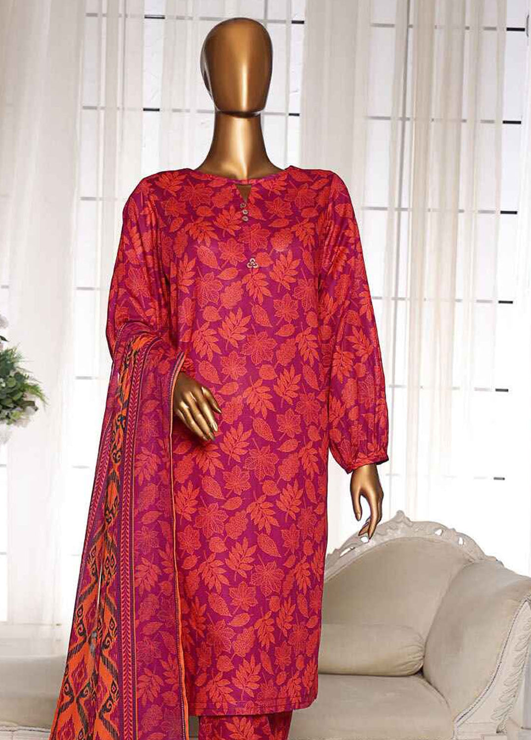 HZ Textiles Printed Lawn Suits Unstitched 3 Piece HZ25OL OC-10 - Summer Collection