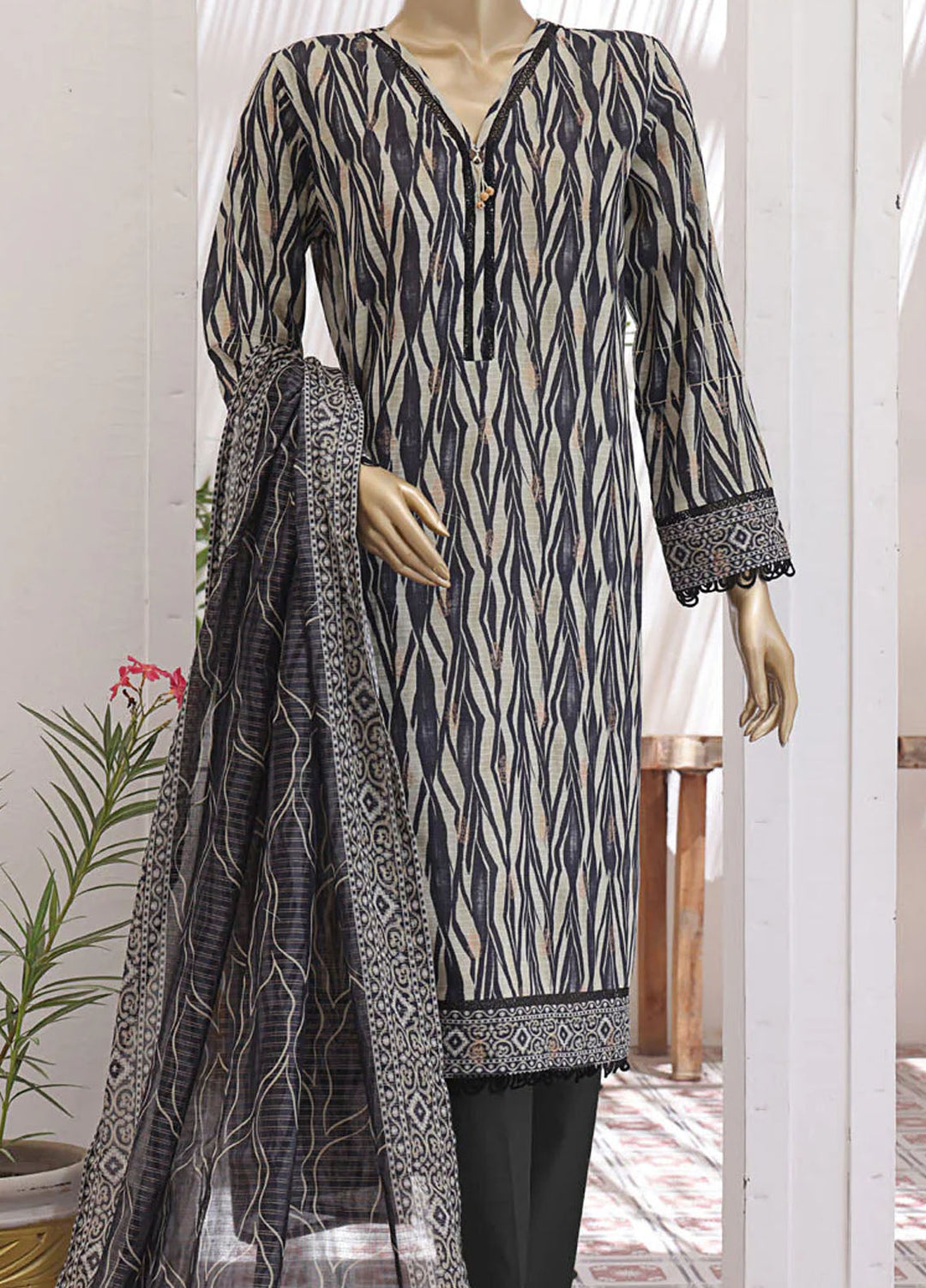 HZ Textiles Printed Lawn Suits Unstitched 3 Piece HZ25P JPC-21 - Summer Collection