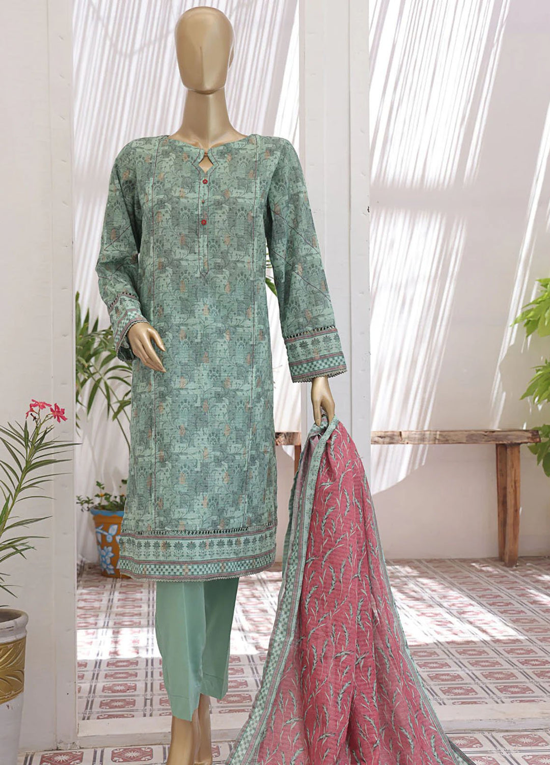 HZ Textiles Printed Lawn Suits Unstitched 3 Piece HZ25P JPC-23 - Summer Collection