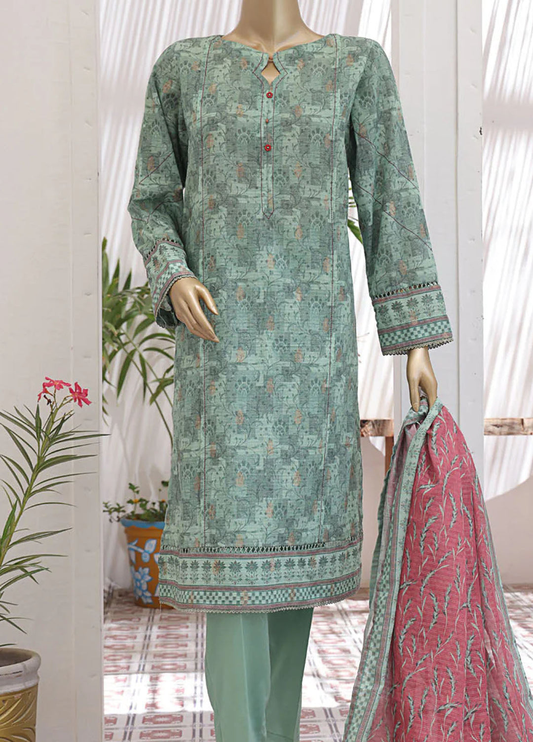 HZ Textiles Printed Lawn Suits Unstitched 3 Piece HZ25P JPC-23 - Summer Collection