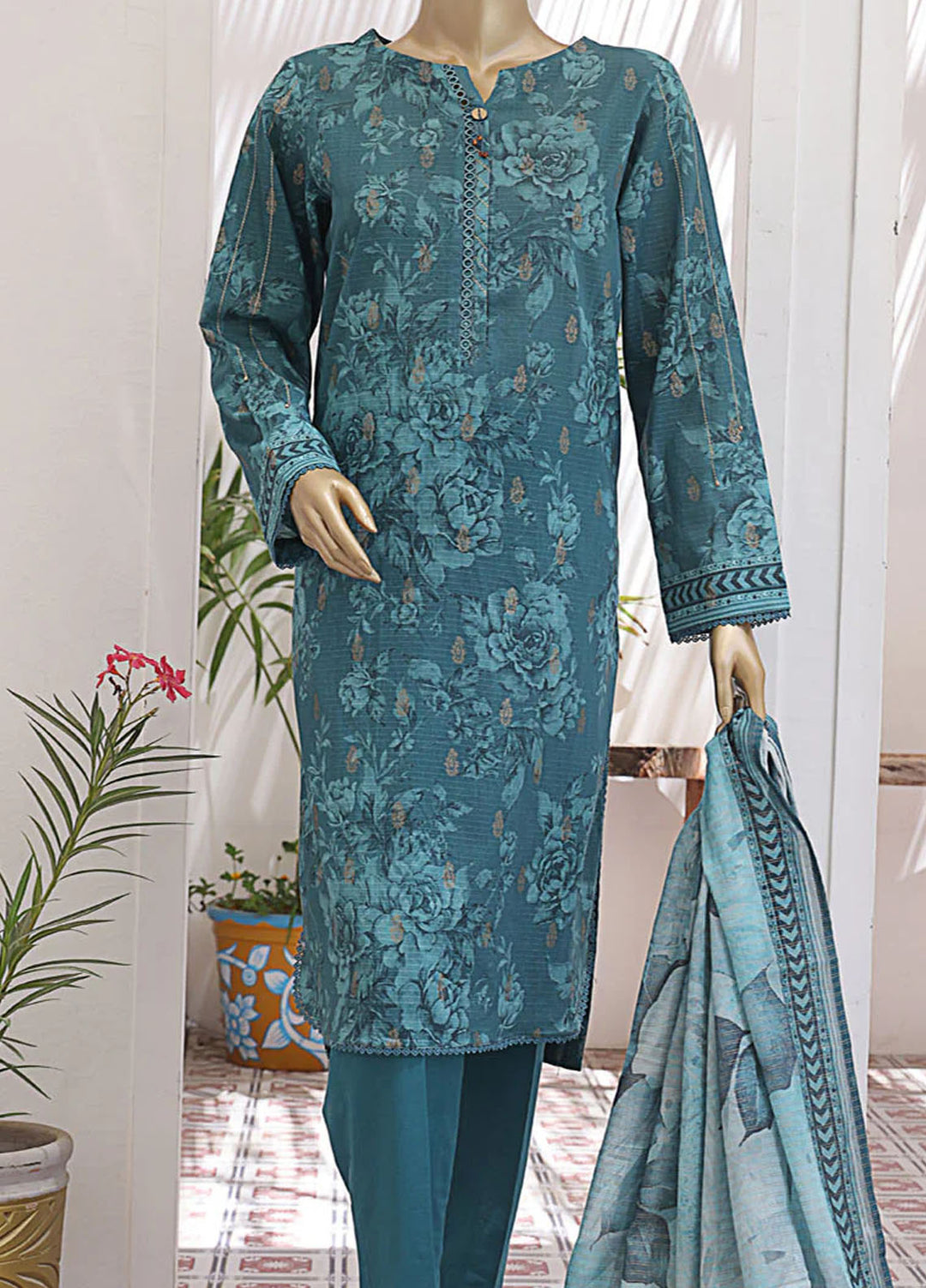 HZ Textiles Printed Lawn Suits Unstitched 3 Piece HZ25P JPC-24 - Summer Collection