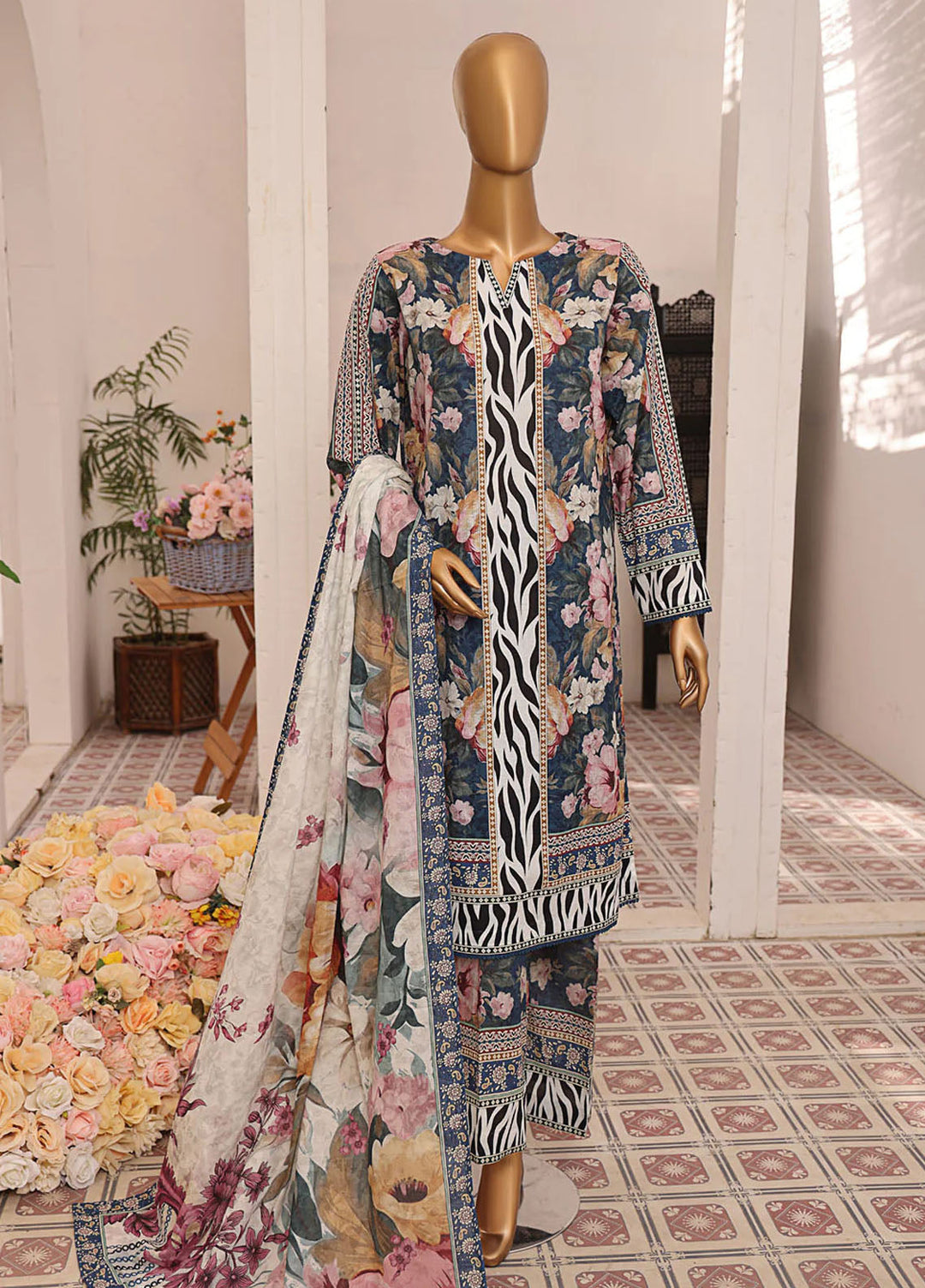 HZ Textiles Printed Lawn Suits Unstitched 3 Piece HZ25PL LP-541 - Summer Collection