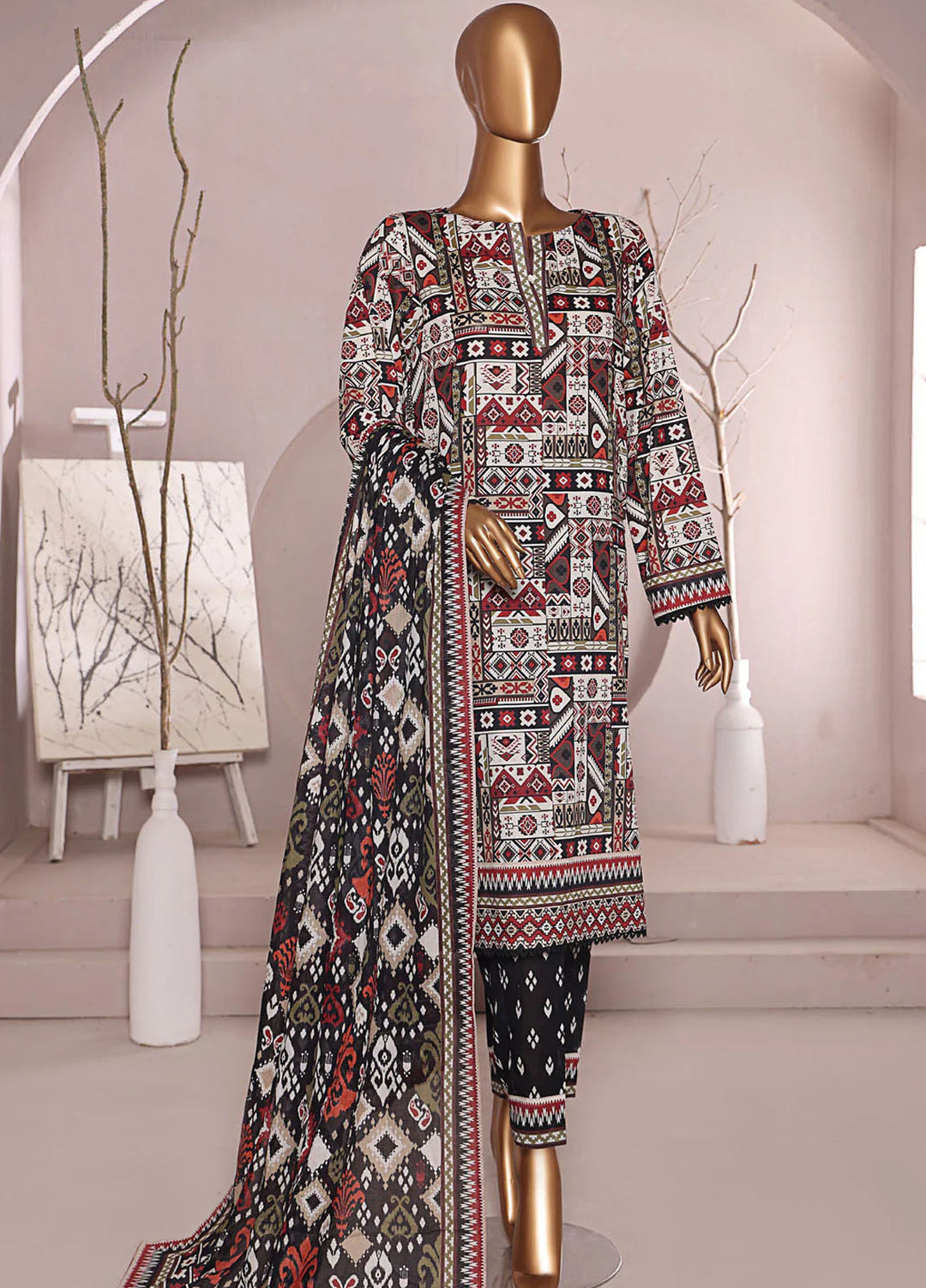 HZ Textiles Printed Lawn Suits Unstitched 3 Piece HZ25PL LP-542 - Summer Collection