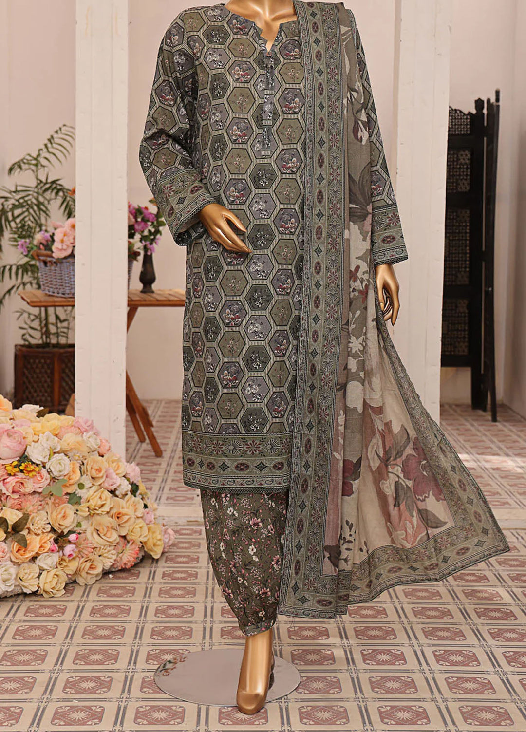 HZ Textiles Printed Lawn Suits Unstitched 3 Piece HZ25PL LP-550 - Summer Collection